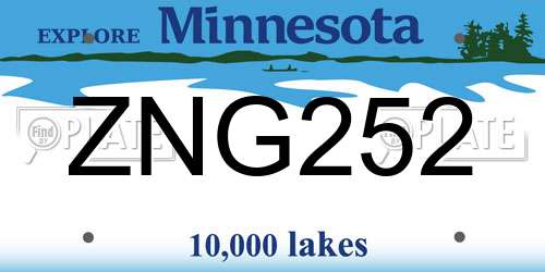 ZNG252 Minnesota License Plate