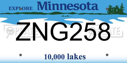 ZNG258 Minnesota License Plate