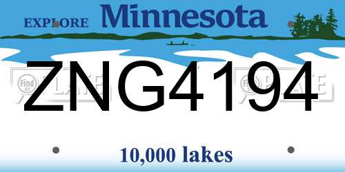 ZNG4194 Minnesota License Plate