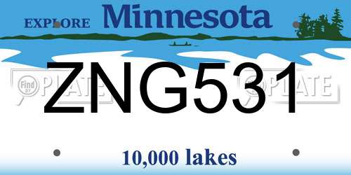 ZNG531 Minnesota License Plate