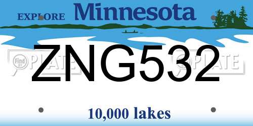 ZNG532 Minnesota License Plate