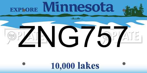 ZNG757 Minnesota License Plate