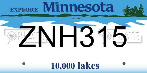 ZNH315 Minnesota License Plate
