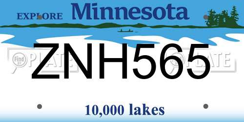 ZNH565 Minnesota License Plate