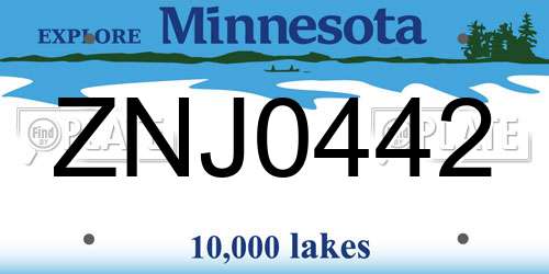 ZNJ0442 Minnesota License Plate