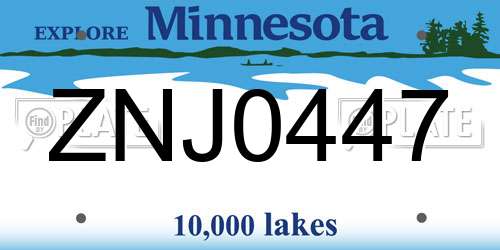 ZNJ0447 Minnesota License Plate