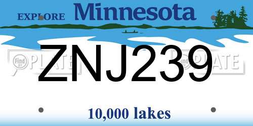 ZNJ239 Minnesota License Plate