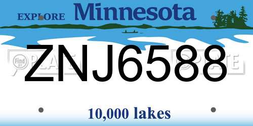 ZNJ6588 Minnesota License Plate