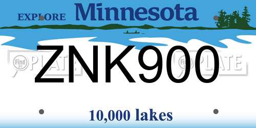 ZNK900 Minnesota License Plate