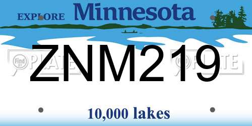 ZNM219 Minnesota License Plate
