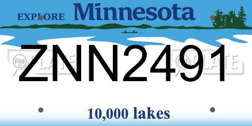 ZNN2491 Minnesota License Plate