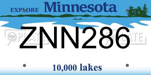 ZNN286 Minnesota License Plate