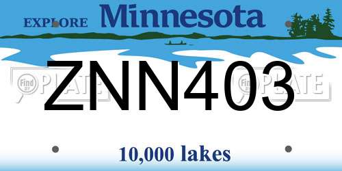 ZNN403 Minnesota License Plate