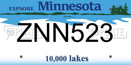ZNN523 Minnesota License Plate