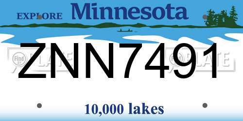 ZNN7491 Minnesota License Plate