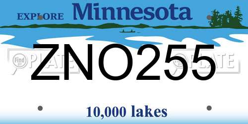 ZNO255 Minnesota License Plate