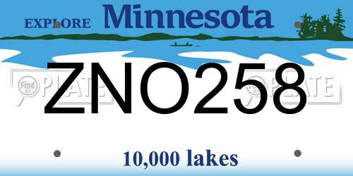 ZNO258 Minnesota License Plate