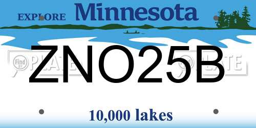 ZNO25B Minnesota License Plate