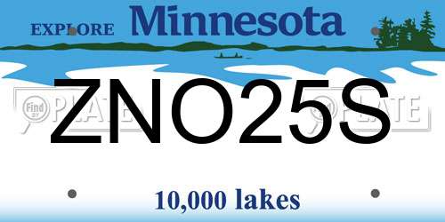 ZNO25S Minnesota License Plate