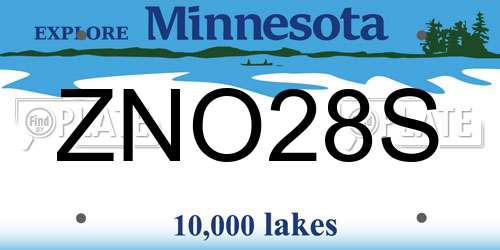 ZNO28S Minnesota License Plate