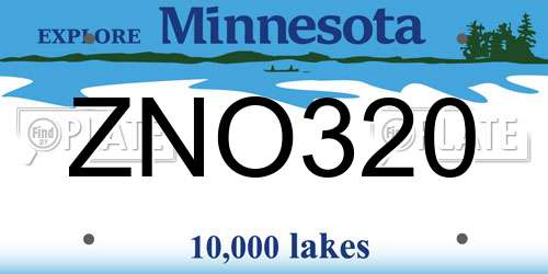 ZNO320 Minnesota License Plate