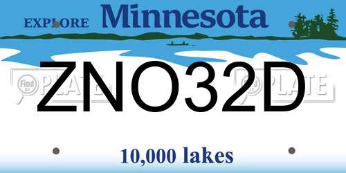 ZNO32D Minnesota License Plate