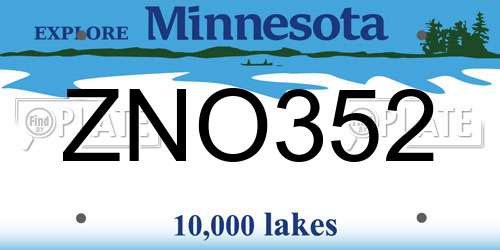 ZNO352 Minnesota License Plate