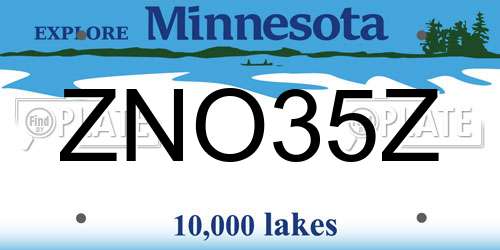 ZNO35Z Minnesota License Plate