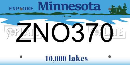 ZNO370 Minnesota License Plate