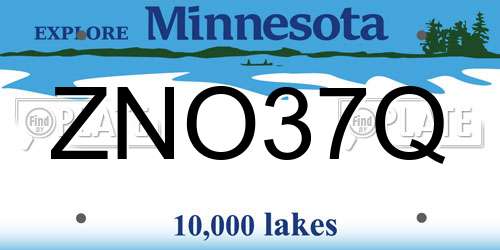 ZNO37Q Minnesota License Plate