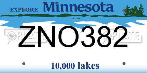 ZNO382 Minnesota License Plate