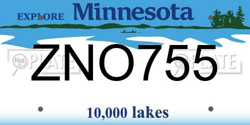 ZNO755 Minnesota License Plate
