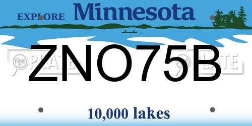 ZNO75B Minnesota License Plate