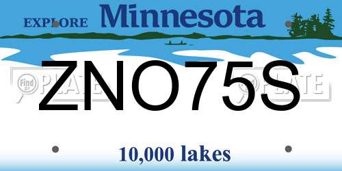 ZNO75S Minnesota License Plate