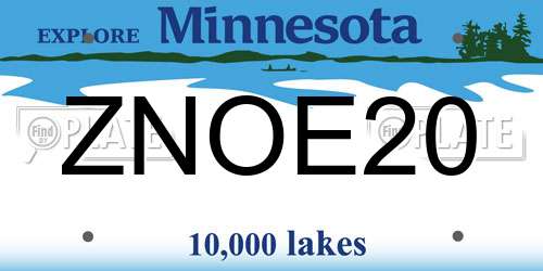 ZNOE20 Minnesota License Plate