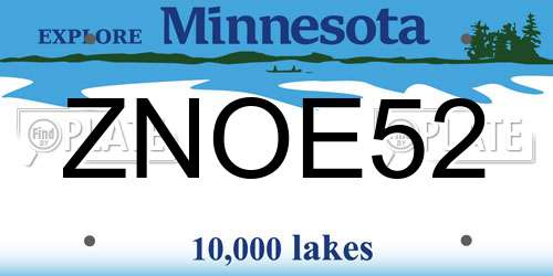 ZNOE52 Minnesota License Plate