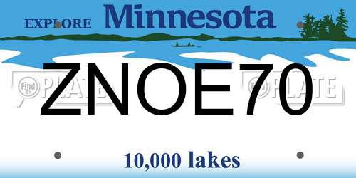 ZNOE70 Minnesota License Plate