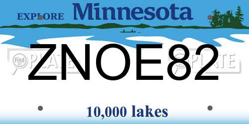 ZNOE82 Minnesota License Plate