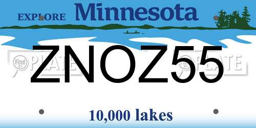 ZNOZ55 Minnesota License Plate