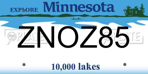 ZNOZ85 Minnesota License Plate