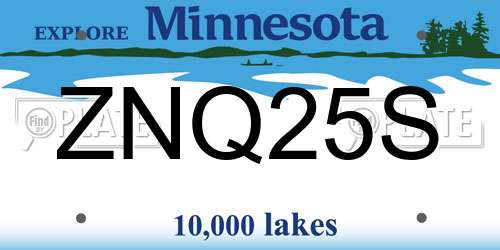 ZNQ25S Minnesota License Plate