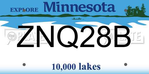 ZNQ28B Minnesota License Plate