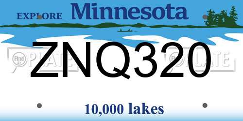 ZNQ320 Minnesota License Plate