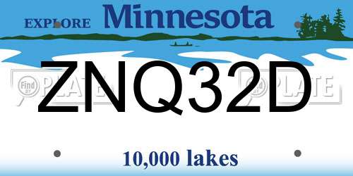 ZNQ32D Minnesota License Plate