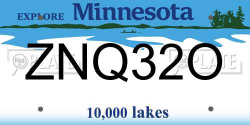 ZNQ32O Minnesota License Plate