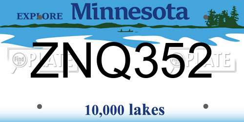 ZNQ352 Minnesota License Plate
