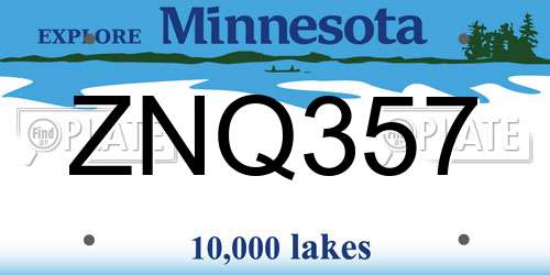 ZNQ357 Minnesota License Plate