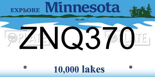 ZNQ370 Minnesota License Plate