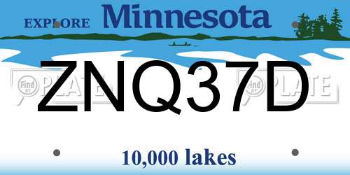 ZNQ37D Minnesota License Plate
