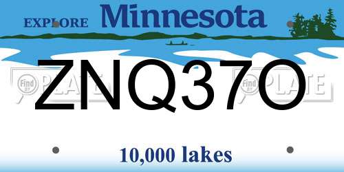 ZNQ37O Minnesota License Plate